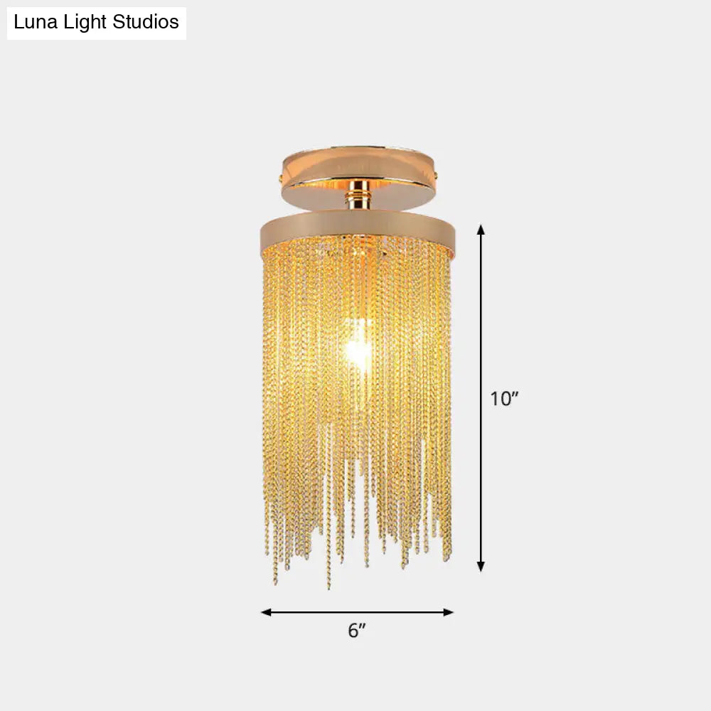 DecorBites™ DecorBites™ Fringed Chainlet Flush Mount Ceiling Light - Contemporary Aluminum Fixture for Corridors