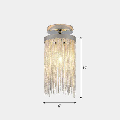 DecorBites™ DecorBites™ Fringed Chainlet Flush Mount Ceiling Light - Contemporary Aluminum Fixture for Corridors
