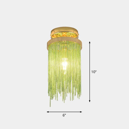 DecorBites™ DecorBites™ Fringed Chainlet Flush Mount Ceiling Light - Contemporary Aluminum Fixture for Corridors