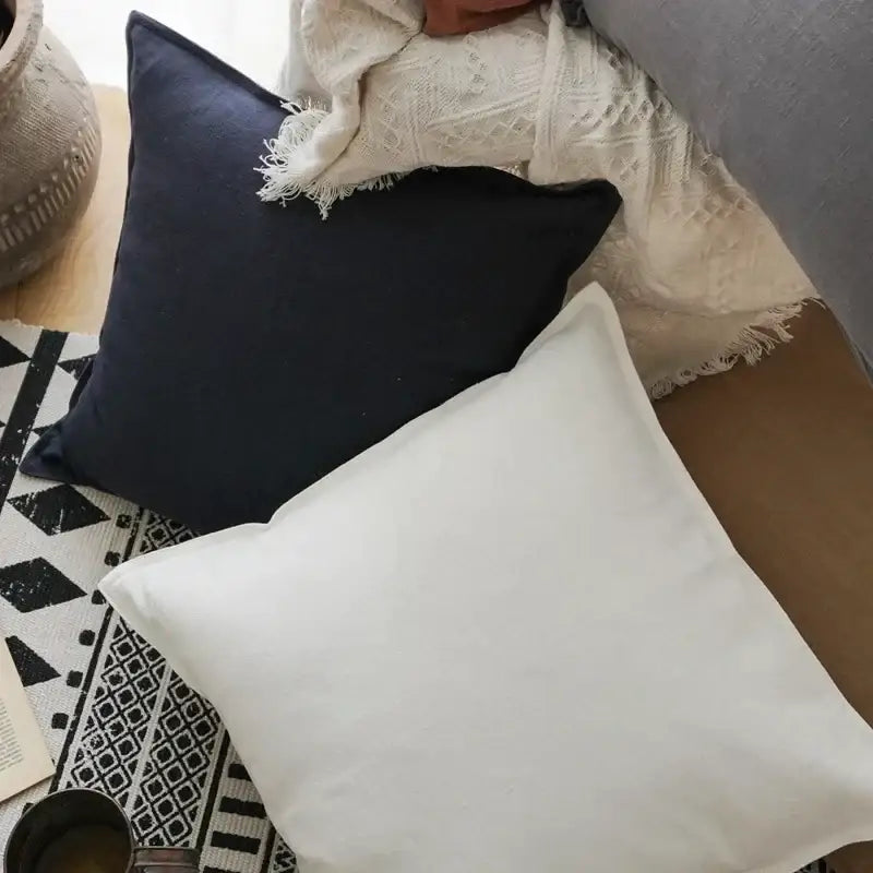 White square fringed linen pillow cover with soft fabric texture for ivory and grey living room decorbites linen pillow decor