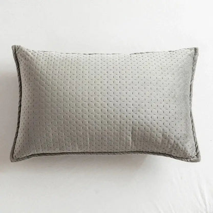 Gray fringed velvet cushion cover with subtle quilted pattern and neatly finished edges for living room decorbites pillow
