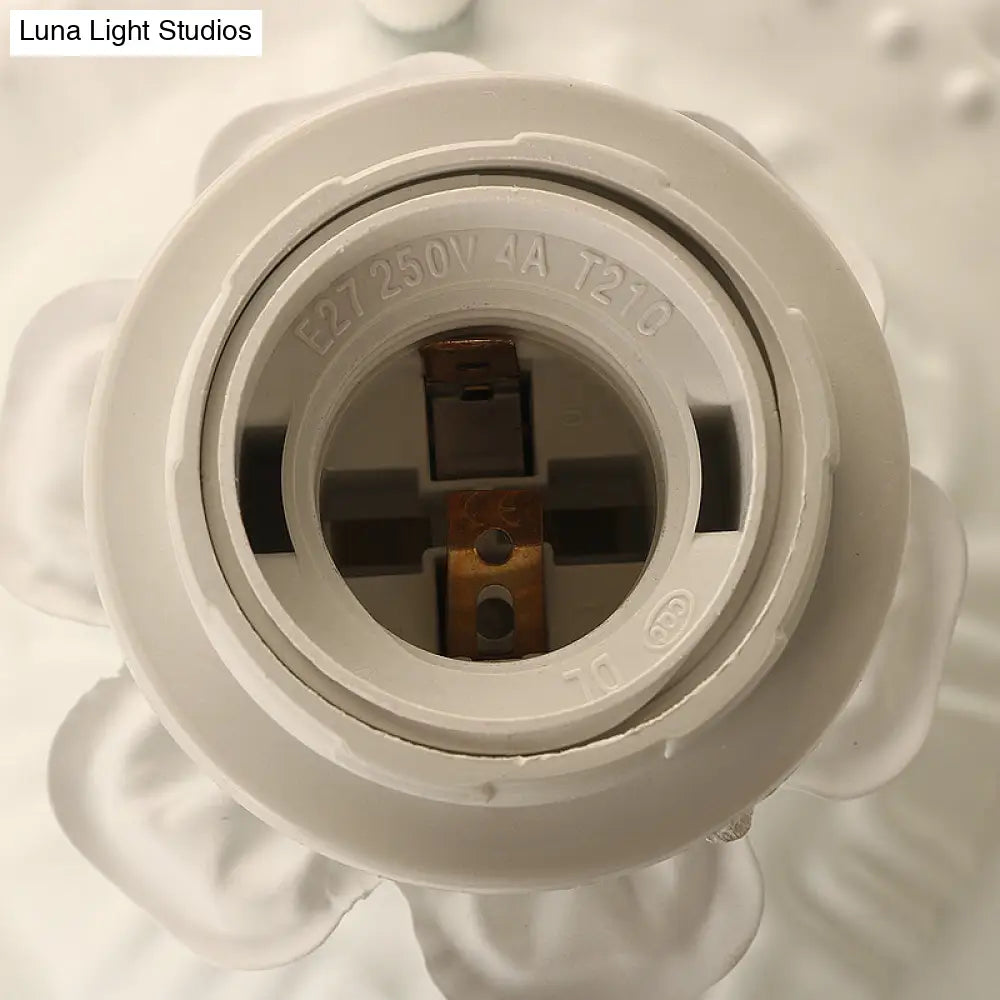 DecorBites™ DecorBites™ Frost Glass Ruffle Semi Flush Ceiling Light - Single-Bulb Pastoral Bedroom Fixture