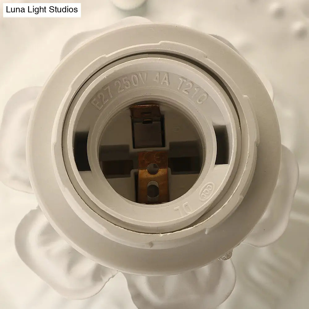 DecorBites™ DecorBites™ Frost Glass Ruffle Semi Flush Ceiling Light - Single-Bulb Pastoral Bedroom Fixture