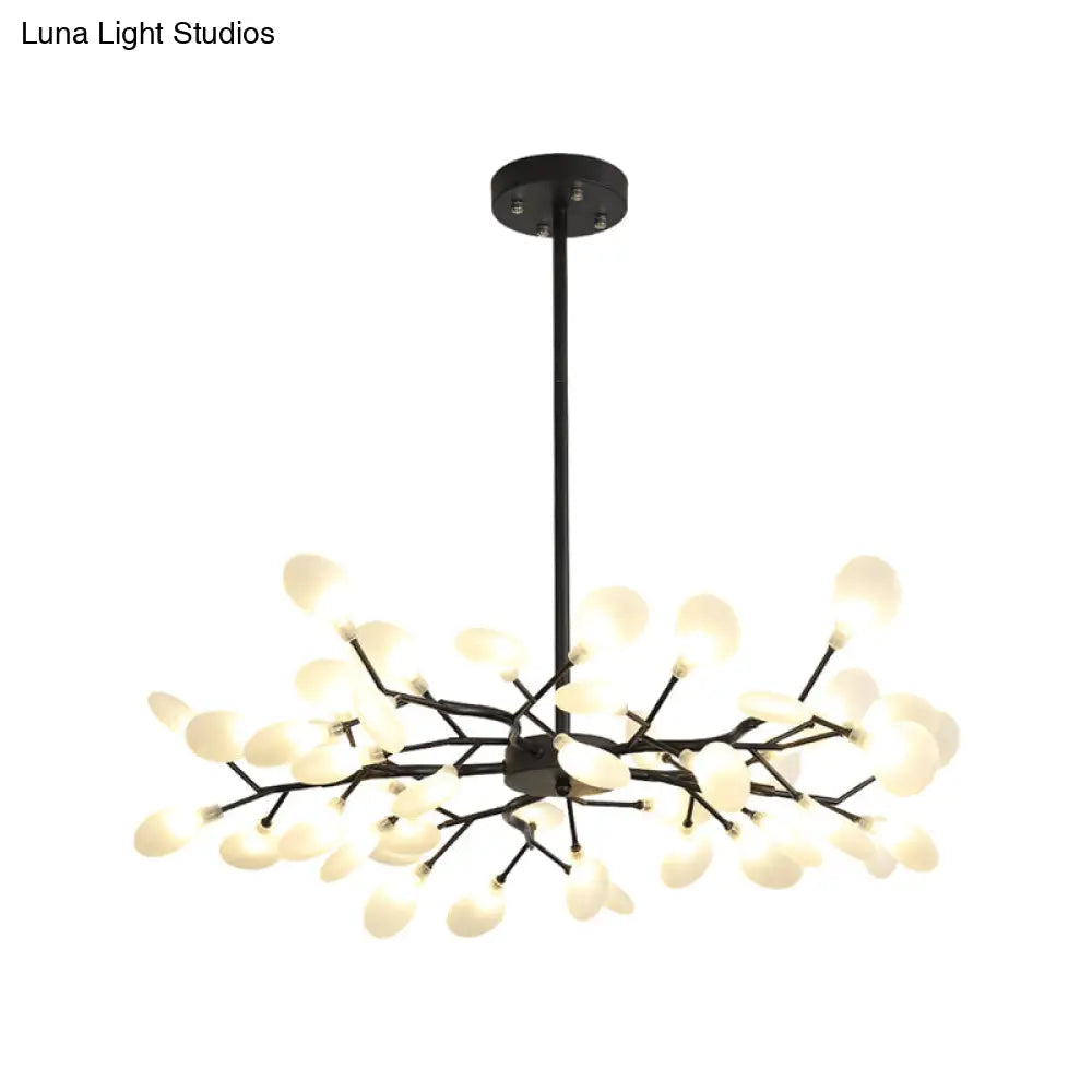 Lámpara de araña Frosted Black Branch - Lámpara colgante metálica moderna para restaurantes