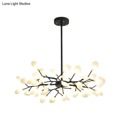 Lámpara de araña Frosted Black Branch - Lámpara colgante metálica moderna para restaurantes