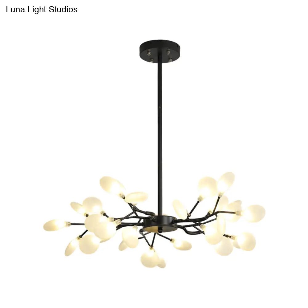 Lámpara de araña Frosted Black Branch - Lámpara colgante metálica moderna para restaurantes