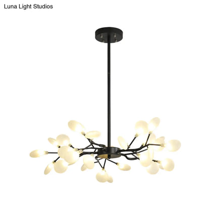 Lámpara de araña Frosted Black Branch - Lámpara colgante metálica moderna para restaurantes