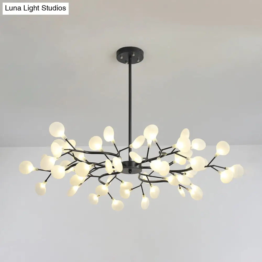 Lámpara de araña Frosted Black Branch - Lámpara colgante metálica moderna para restaurantes