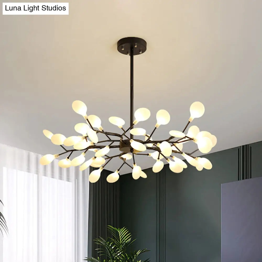 Lámpara de araña Frosted Black Branch - Lámpara colgante metálica moderna para restaurantes