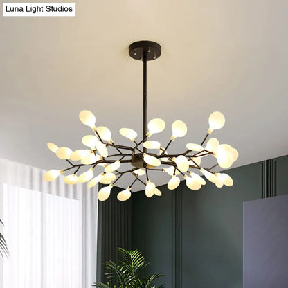 Lámpara de araña Frosted Black Branch - Lámpara colgante metálica moderna para restaurantes