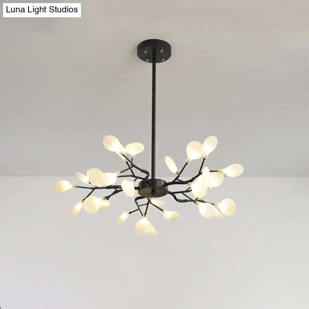 Lámpara de araña Frosted Black Branch - Lámpara colgante metálica moderna para restaurantes