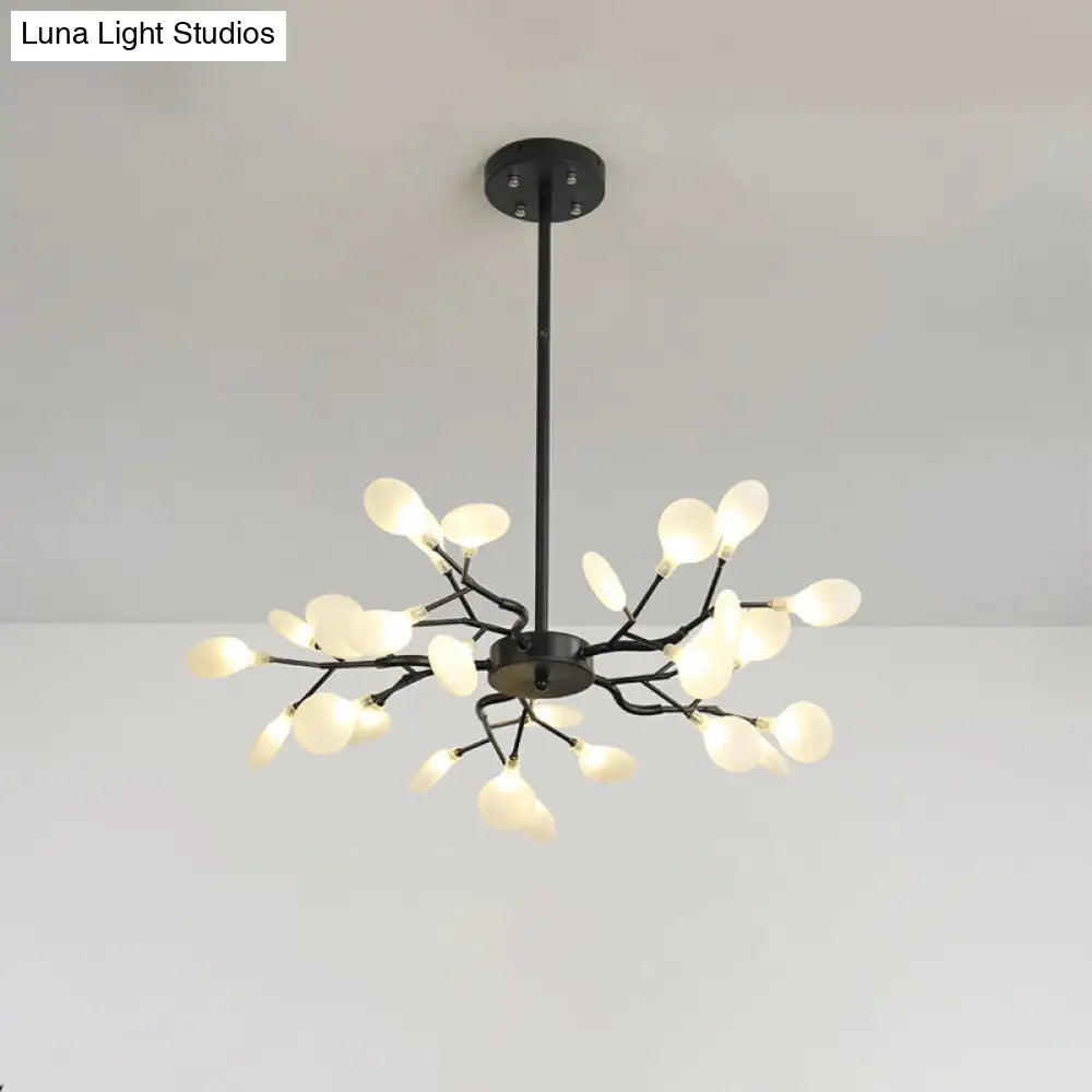 Lámpara de araña Frosted Black Branch - Lámpara colgante metálica moderna para restaurantes