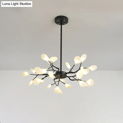 Lámpara de araña Frosted Black Branch - Lámpara colgante metálica moderna para restaurantes