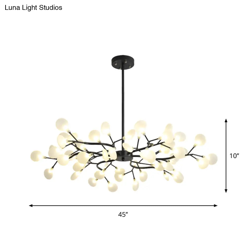 Lámpara de araña Frosted Black Branch - Lámpara colgante metálica moderna para restaurantes