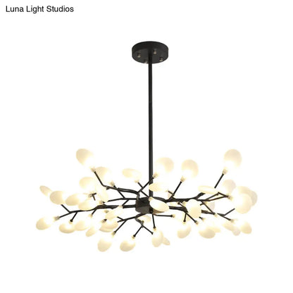 Lámpara de araña Frosted Black Branch - Lámpara colgante metálica moderna para restaurantes