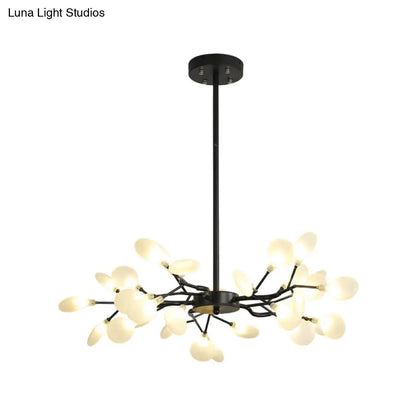 Lámpara de araña Frosted Black Branch - Lámpara colgante metálica moderna para restaurantes