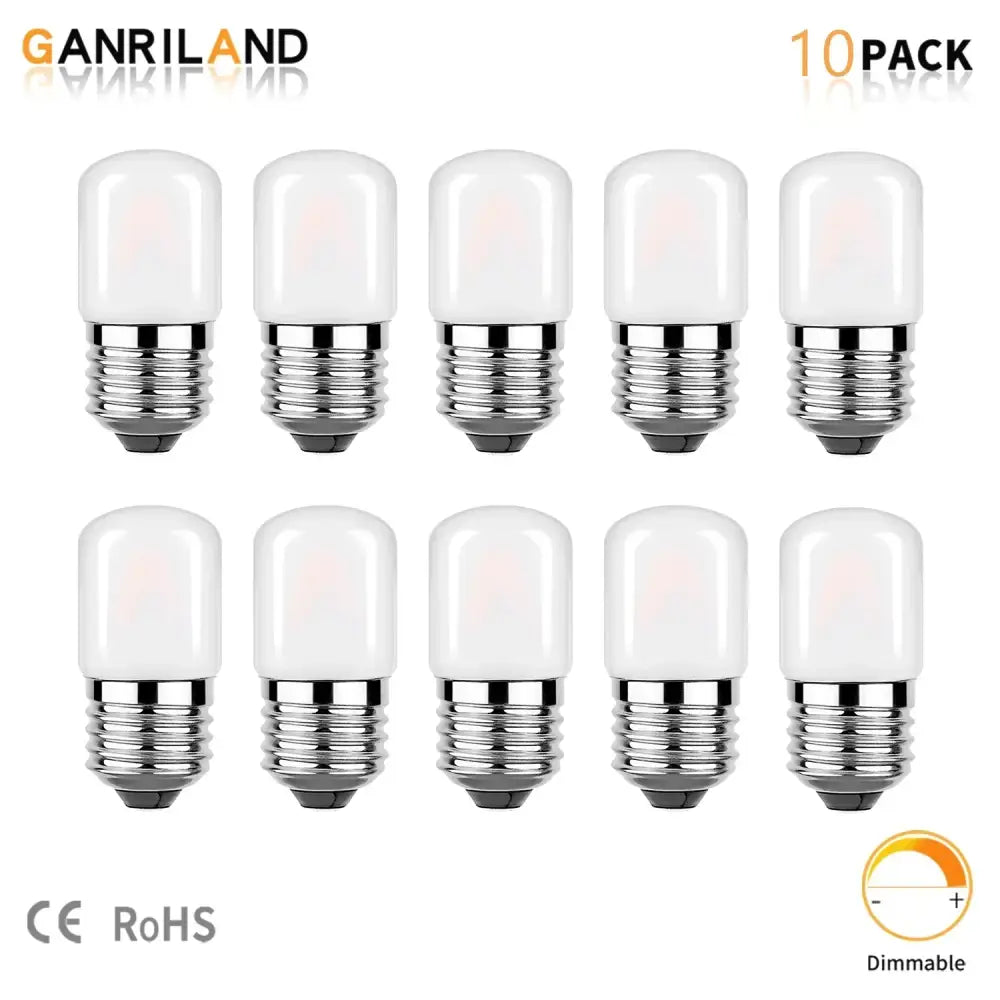 Ten-pack of ganriland frosted white glass tubular led bulbs with chrome-finished screw bases ideal for kitchen light