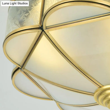 DecorBites™ DecorBites™ Frosted Glass and Brass Colonial Style Flush Mount Ceiling Lamp with Curved Design - Ideal for Bedrooms