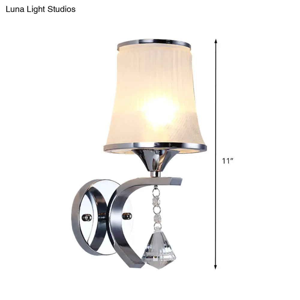 DecorBites™ Frosted Glass Bell Wall Sconce - Modern Chrome Lighting for Bedroom