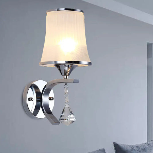 DecorBites™ Frosted Glass Bell Wall Sconce - Modern Chrome Lighting for Bedroom