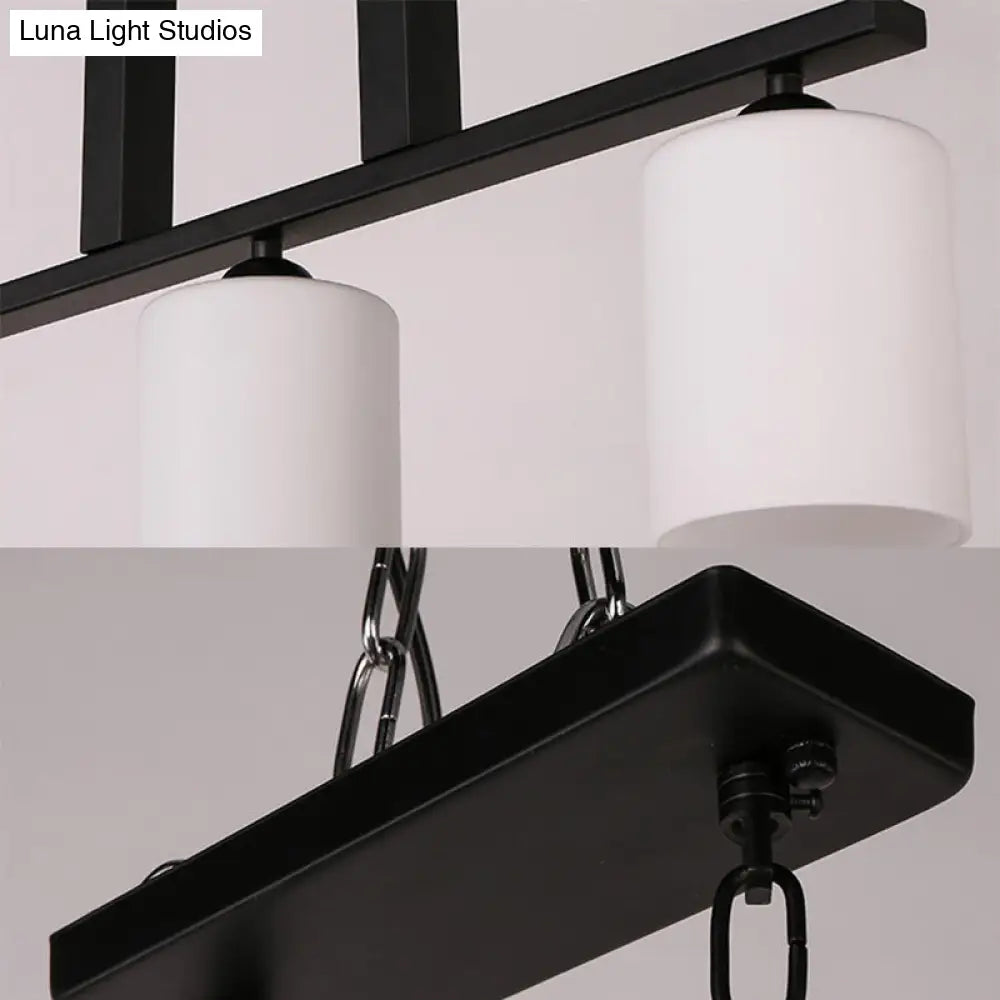 DecorBites™ Frosted Glass Black Island Pendant Light Kit for Dining Room with 3 Lights - Traditional Style