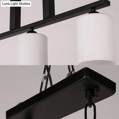 DecorBites™ Frosted Glass Black Island Pendant Light Kit for Dining Room with 3 Lights - Traditional Style