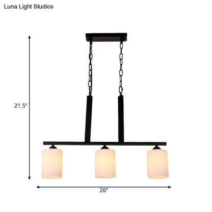 DecorBites™ Frosted Glass Black Island Pendant Light Kit for Dining Room with 3 Lights - Traditional Style