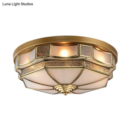 DecorBites™ DecorBites™ Frosted Glass Brass Scallop Flush Mount Lamp with Curved Design for Bedroom - 3/5 Heads