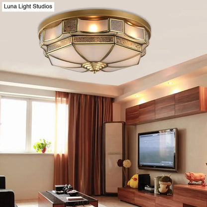 DecorBites™ DecorBites™ Frosted Glass Brass Scallop Flush Mount Lamp with Curved Design for Bedroom - 3/5 Heads