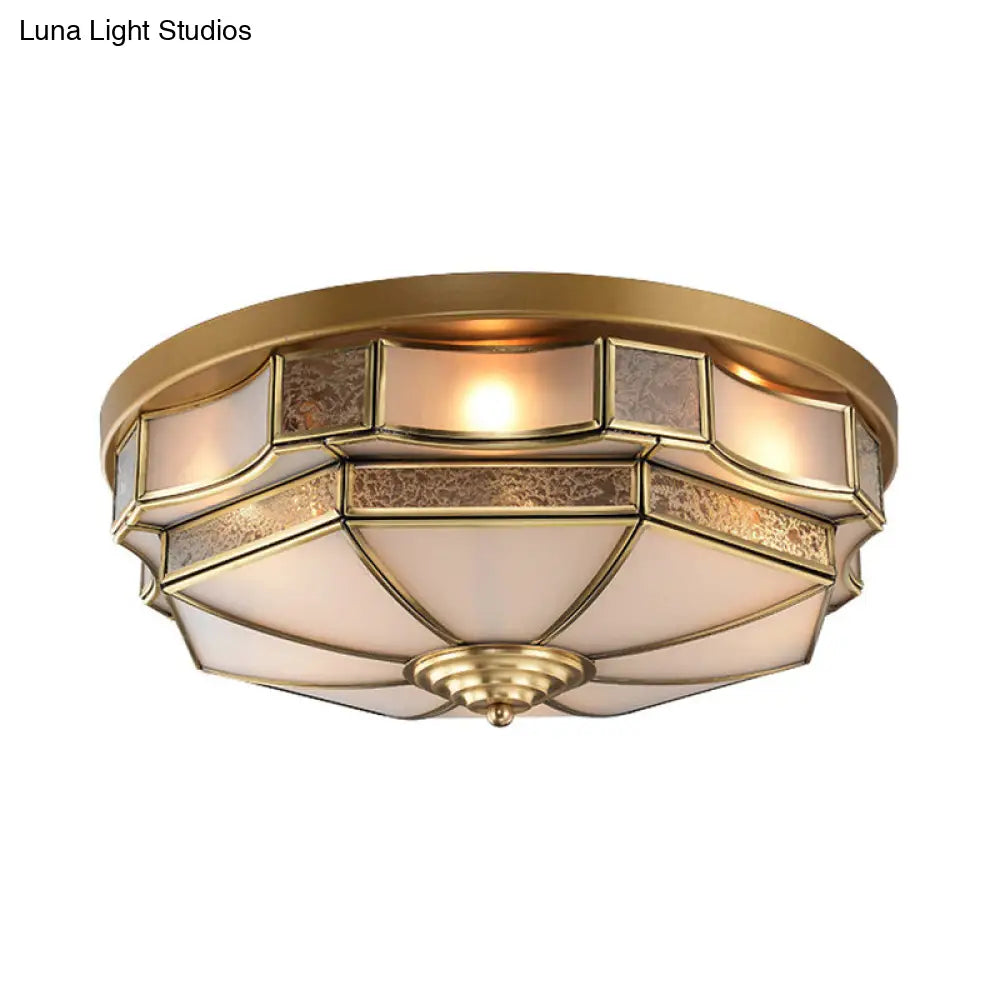 DecorBites™ DecorBites™ Frosted Glass Brass Scallop Flush Mount Lamp with Curved Design for Bedroom - 3/5 Heads