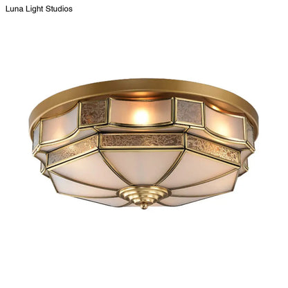 DecorBites™ DecorBites™ Frosted Glass Brass Scallop Flush Mount Lamp with Curved Design for Bedroom - 3/5 Heads