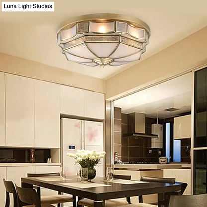 DecorBites™ DecorBites™ Frosted Glass Brass Scallop Flush Mount Lamp with Curved Design for Bedroom - 3/5 Heads