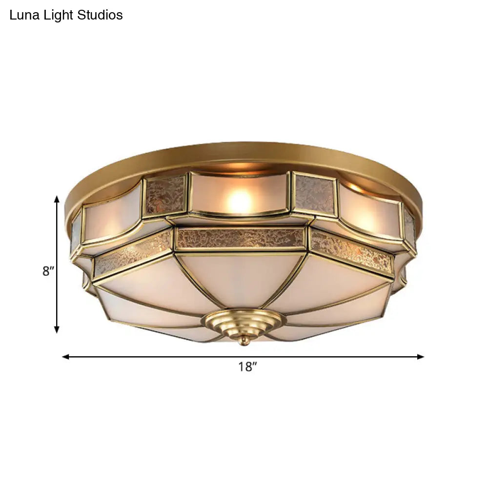 DecorBites™ DecorBites™ Frosted Glass Brass Scallop Flush Mount Lamp with Curved Design for Bedroom - 3/5 Heads