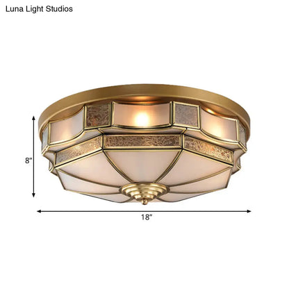 DecorBites™ DecorBites™ Frosted Glass Brass Scallop Flush Mount Lamp with Curved Design for Bedroom - 3/5 Heads