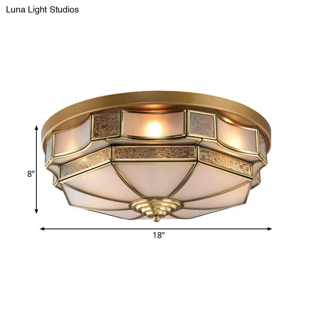 DecorBites™ DecorBites™ Frosted Glass Brass Scallop Flush Mount Lamp with Curved Design for Bedroom - 3/5 Heads