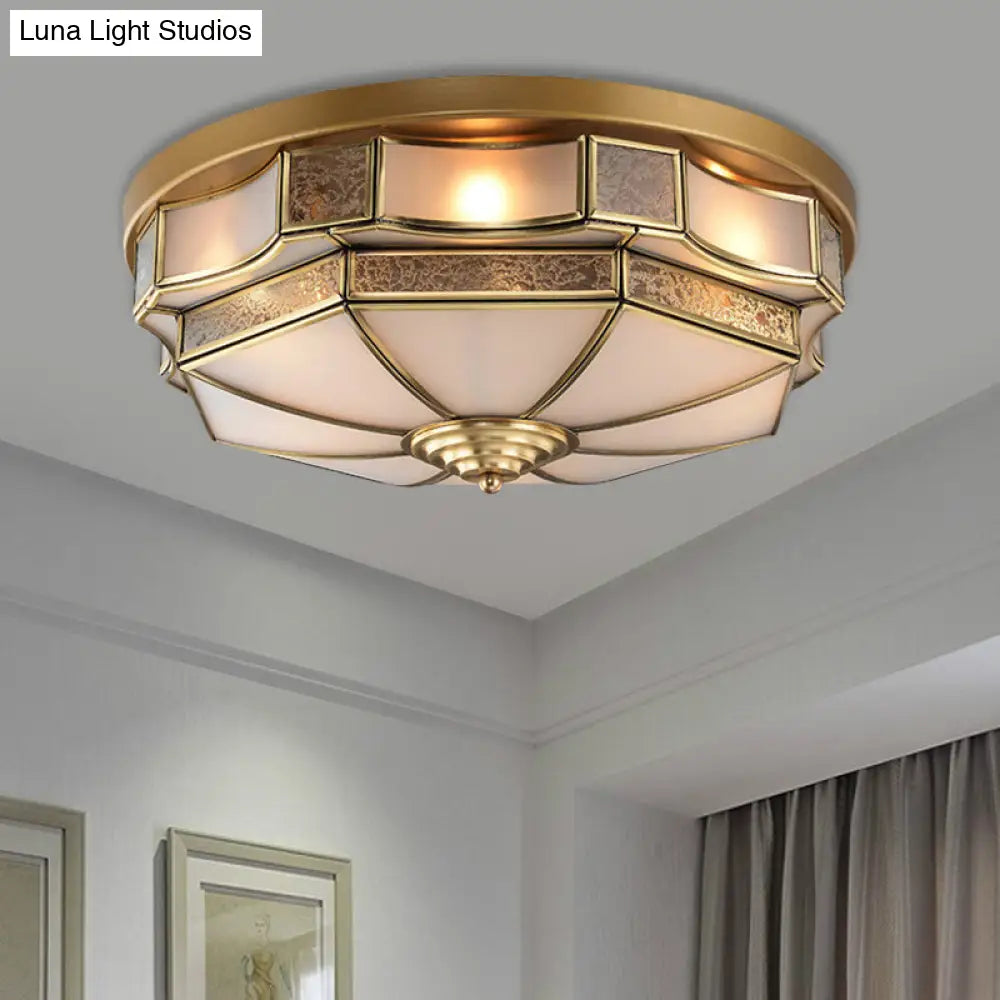 DecorBites™ DecorBites™ Frosted Glass Brass Scallop Flush Mount Lamp with Curved Design for Bedroom - 3/5 Heads