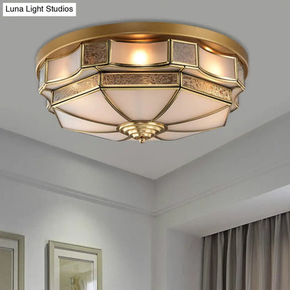 DecorBites™ DecorBites™ Frosted Glass Brass Scallop Flush Mount Lamp with Curved Design for Bedroom - 3/5 Heads