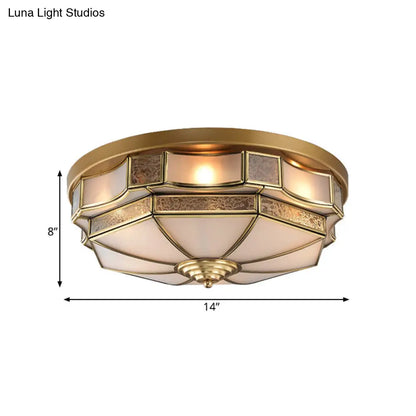 DecorBites™ DecorBites™ Frosted Glass Brass Scallop Flush Mount Lamp with Curved Design for Bedroom - 3/5 Heads