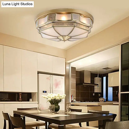 DecorBites™ DecorBites™ Frosted Glass Brass Scallop Flush Mount Lamp with Curved Design for Bedroom - 3/5 Heads