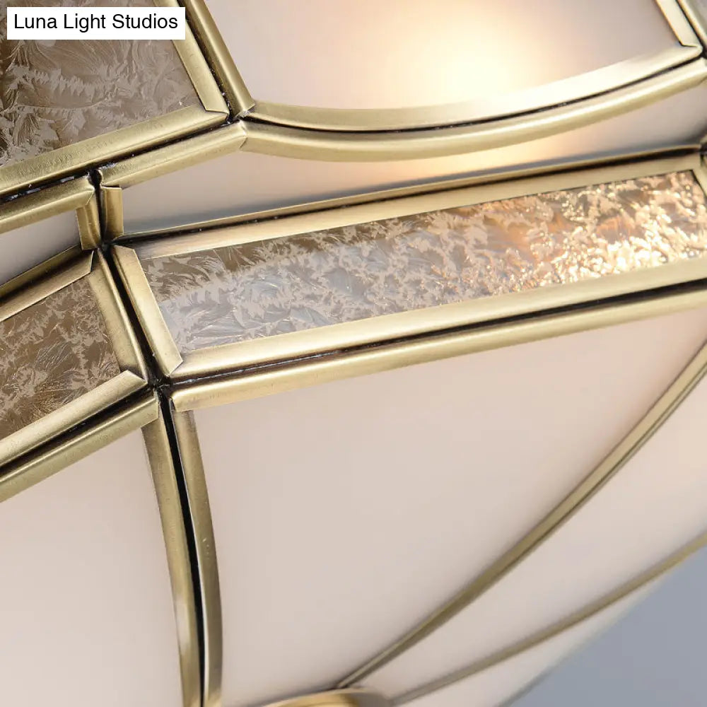 DecorBites™ DecorBites™ Frosted Glass Brass Scallop Flush Mount Lamp with Curved Design for Bedroom - 3/5 Heads