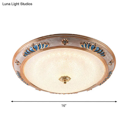 DecorBites™ DecorBites™ Frosted Glass Ceiling Lamp Fixture - Countryside LED Flush Lighting in Gold, Warm/White Light - 14"/16"/19.5" Wide for Bedroom