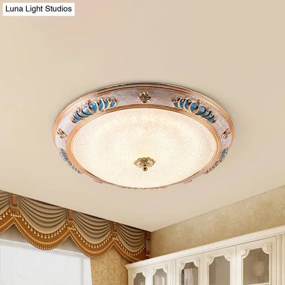 DecorBites™ DecorBites™ Frosted Glass Ceiling Lamp Fixture - Countryside LED Flush Lighting in Gold, Warm/White Light - 14"/16"/19.5" Wide for Bedroom