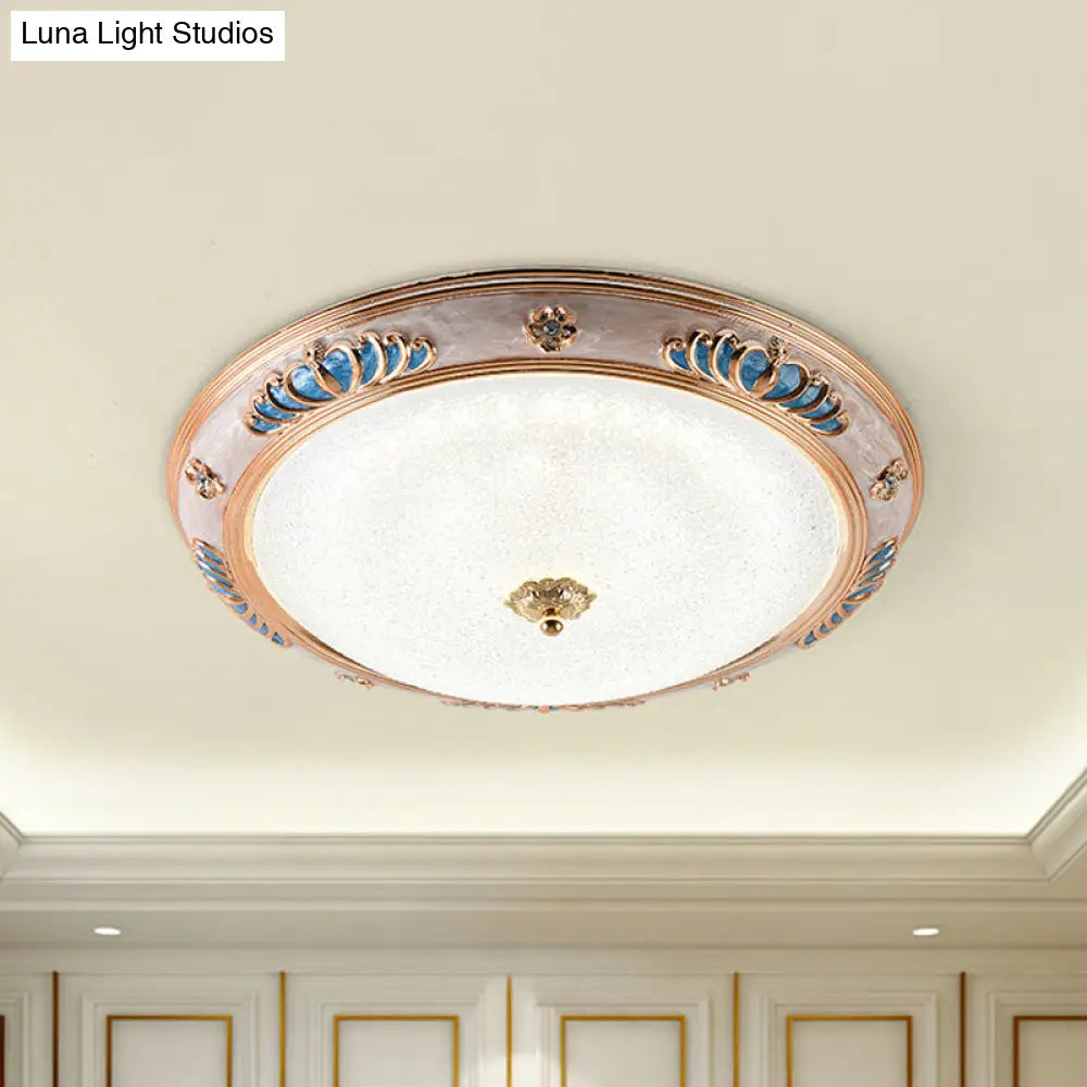 DecorBites™ DecorBites™ Frosted Glass Ceiling Lamp Fixture - Countryside LED Flush Lighting in Gold, Warm/White Light - 14"/16"/19.5" Wide for Bedroom