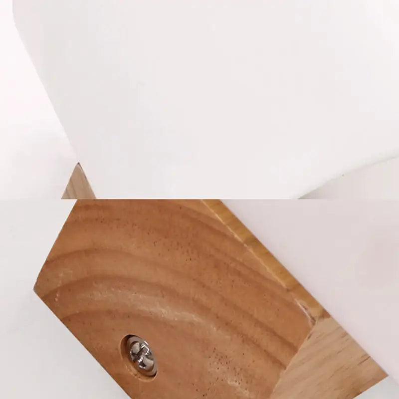 Light brown wooden bracket with grain pattern and metallic screw for frosted glass copper wall lamp bedroom wall lighting direct wired electric
