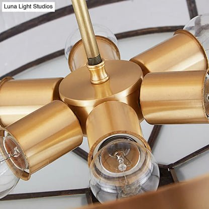 DecorBites™ DecorBites™ Frosted Glass Flower Semi Flush Mount Light with Brass Metal Frame - Colonial Style (3 Lights)