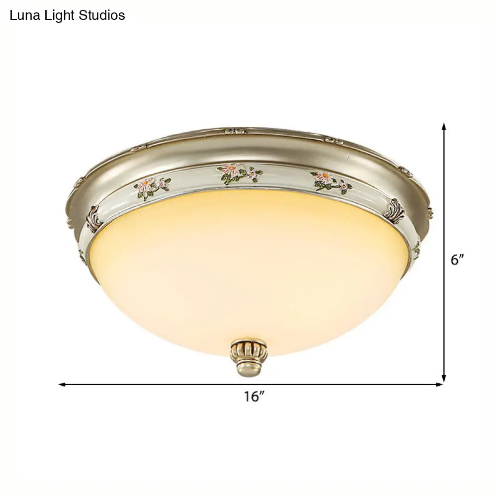DecorBites™ Frosted Glass Flush Ceiling Light with Traditional Brass Finish - 3 Lights, 3 Sizes for Living Rooms