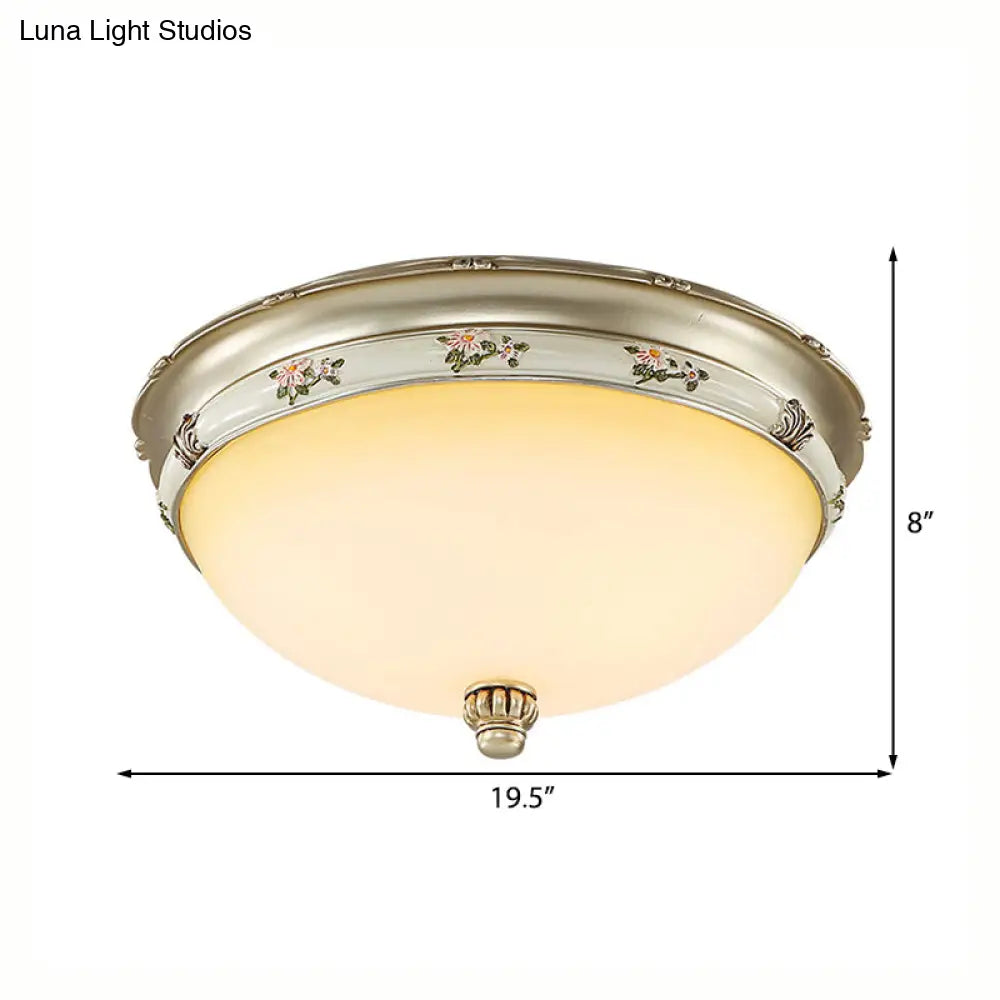DecorBites™ Frosted Glass Flush Ceiling Light with Traditional Brass Finish - 3 Lights, 3 Sizes for Living Rooms