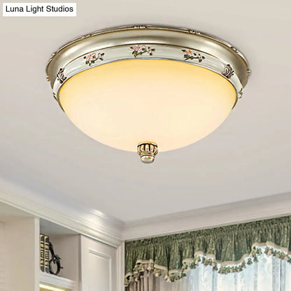 DecorBites™ Frosted Glass Flush Ceiling Light with Traditional Brass Finish - 3 Lights, 3 Sizes for Living Rooms