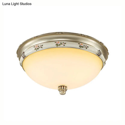 DecorBites™ Frosted Glass Flush Ceiling Light with Traditional Brass Finish - 3 Lights, 3 Sizes for Living Rooms