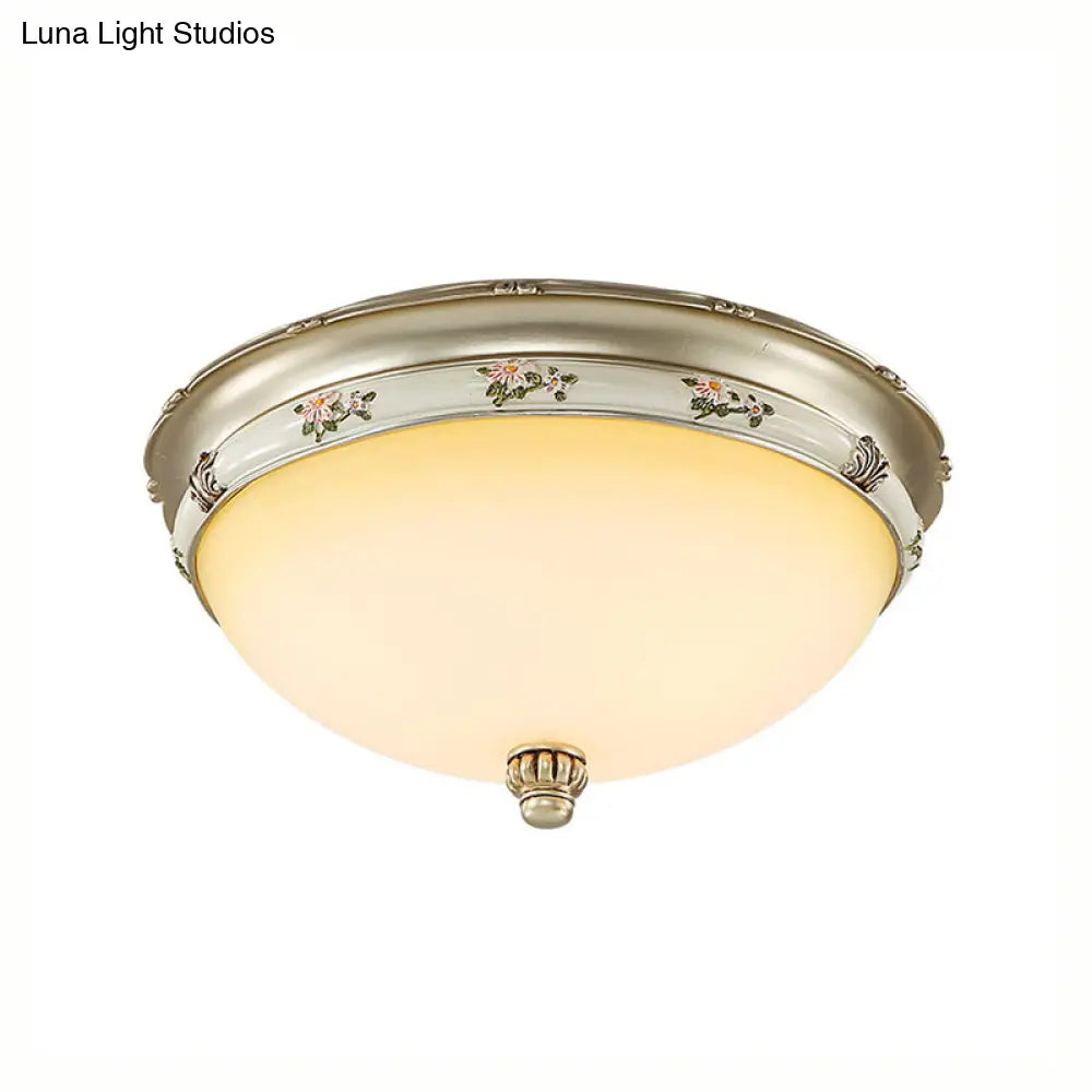 DecorBites™ Frosted Glass Flush Ceiling Light with Traditional Brass Finish - 3 Lights, 3 Sizes for Living Rooms